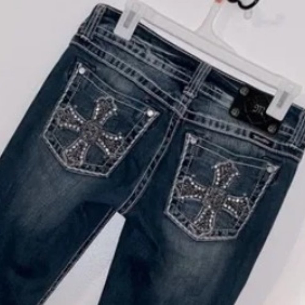 SALE! Miss Me Boot Cut Jeans Sz 28x34 - Rhinestone Cross - Boot Cut